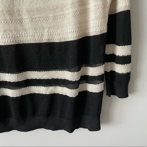 Lou & Grey Black Cream Striped 3/4 Sleeve Knit Top - Picture 5 of 6